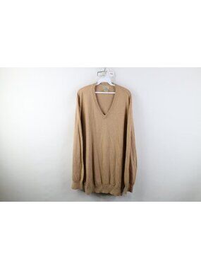 Vintage LL Bean Mens 2XL Distressed Blank Cotton Cashmere Knit V-Neck Sweater